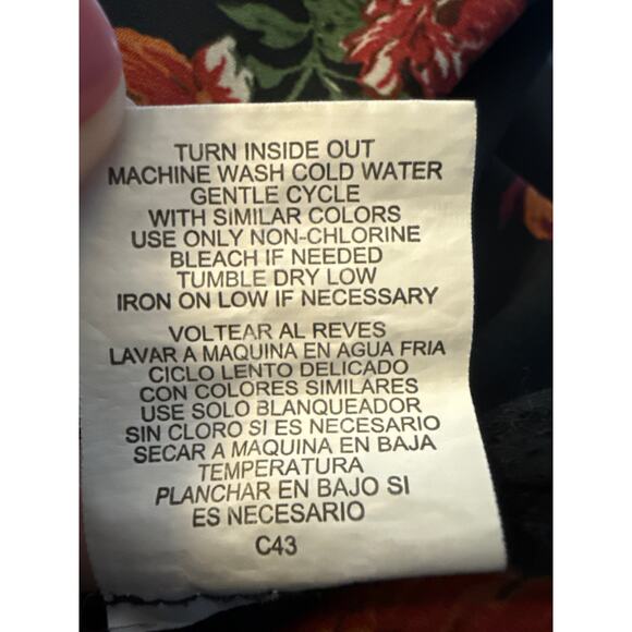 Lily White Woman's L Whimsigoth Floral Strappy Neck 3/4 Wide Sleeve Blouse L - Picture 8 of 8